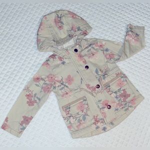 OshKosh B’Gosh Lightweight Infant Girls Floral Tan & Pink Jacket Size 18 months
